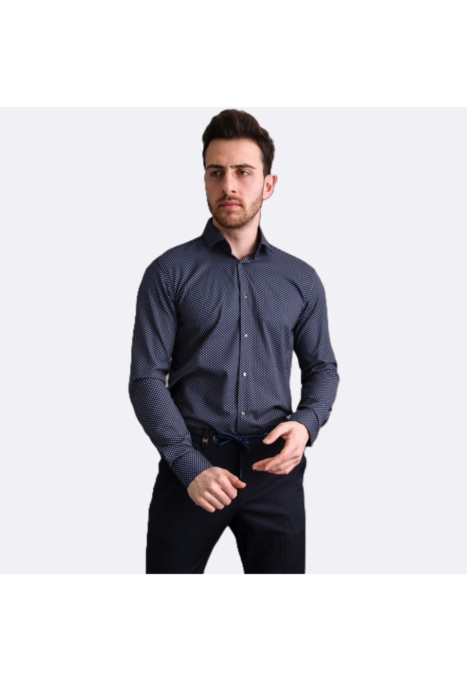 Slim Fit Uzun Kol Desenli Saten Gömlek 3GMK311524003 - Giovanni Fratelli