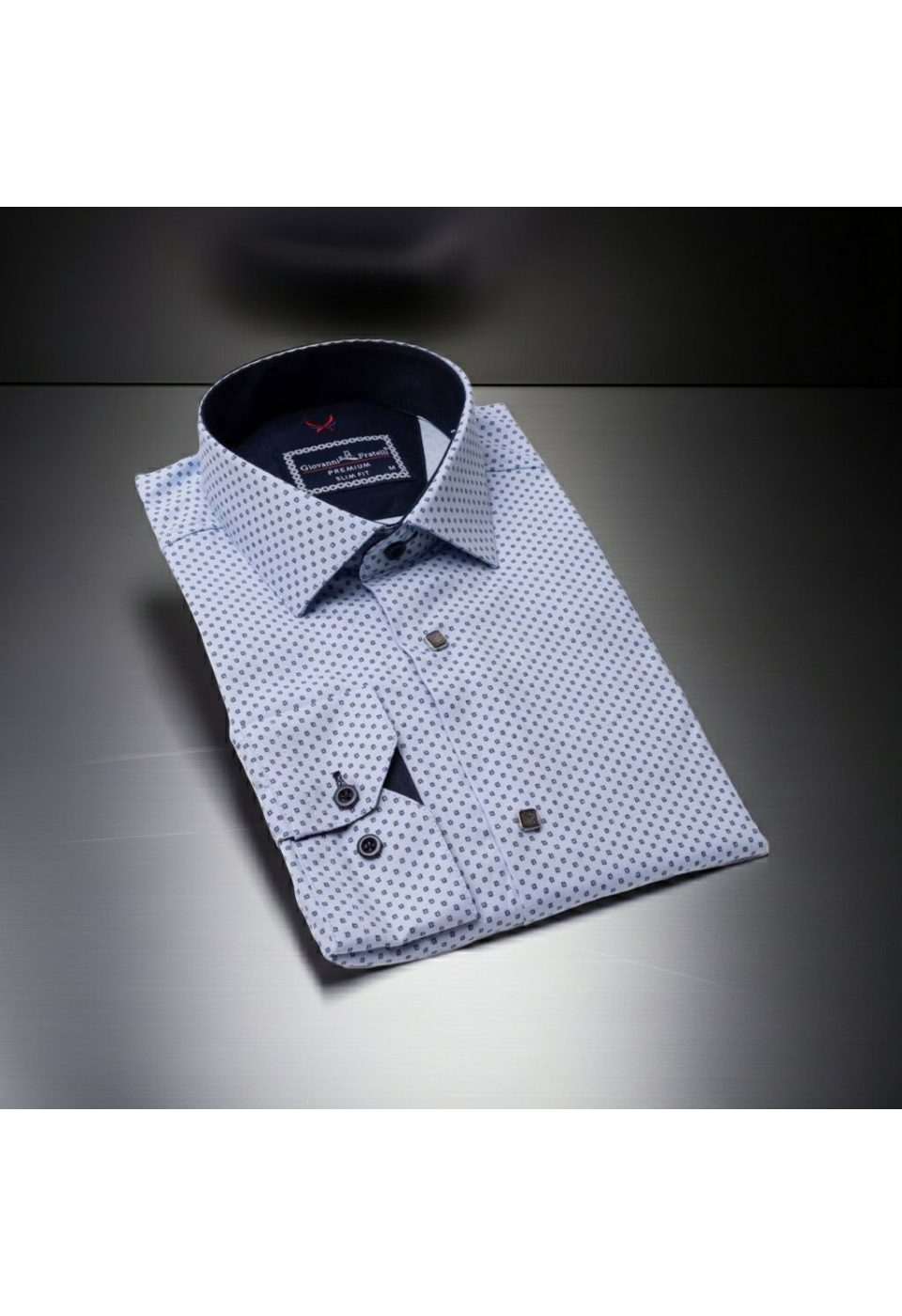 Slim Fit Uzun Kol Desenli Saten Gömlek 3GMK311524002 - Giovanni Fratelli