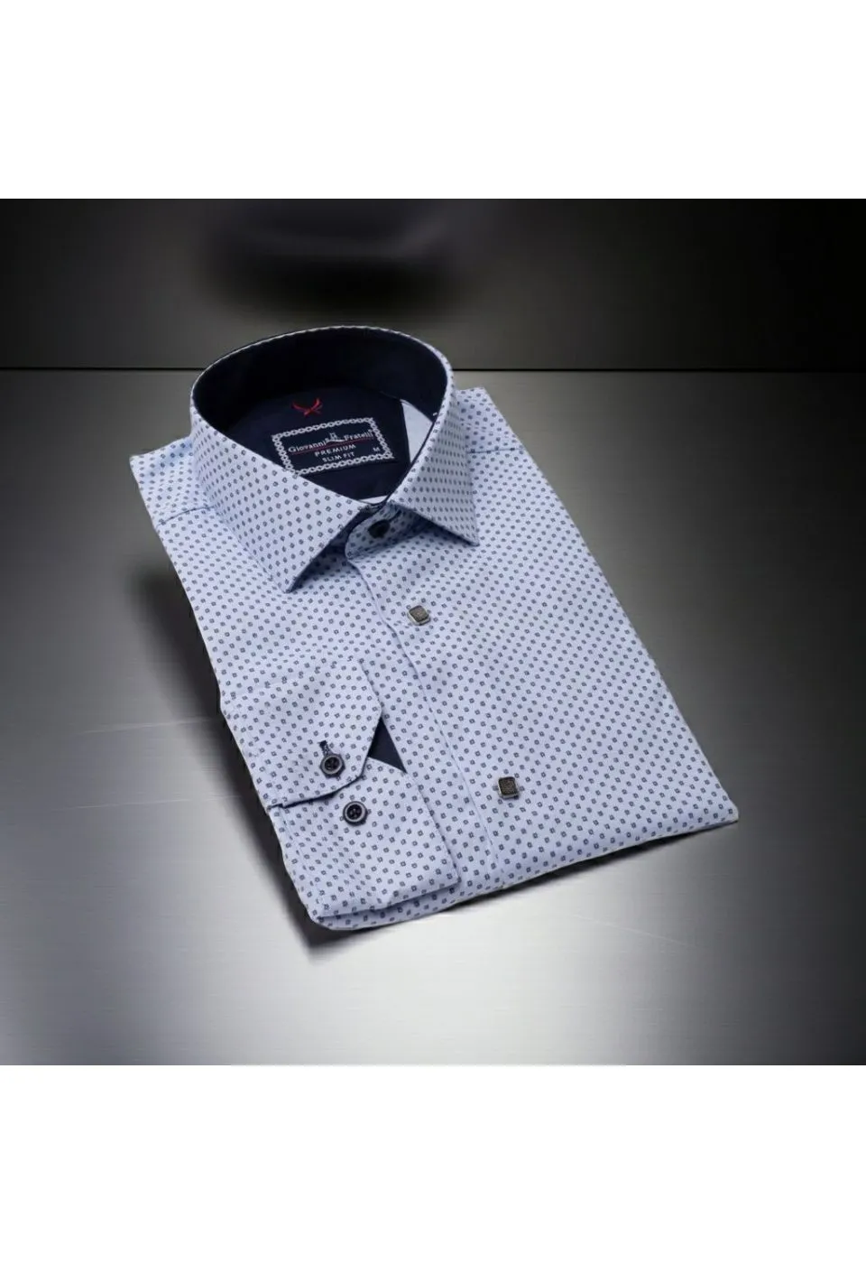 Slim Fit Uzun Kol Desenli Saten Gömlek 3GMK311524002 - Giovanni Fratelli