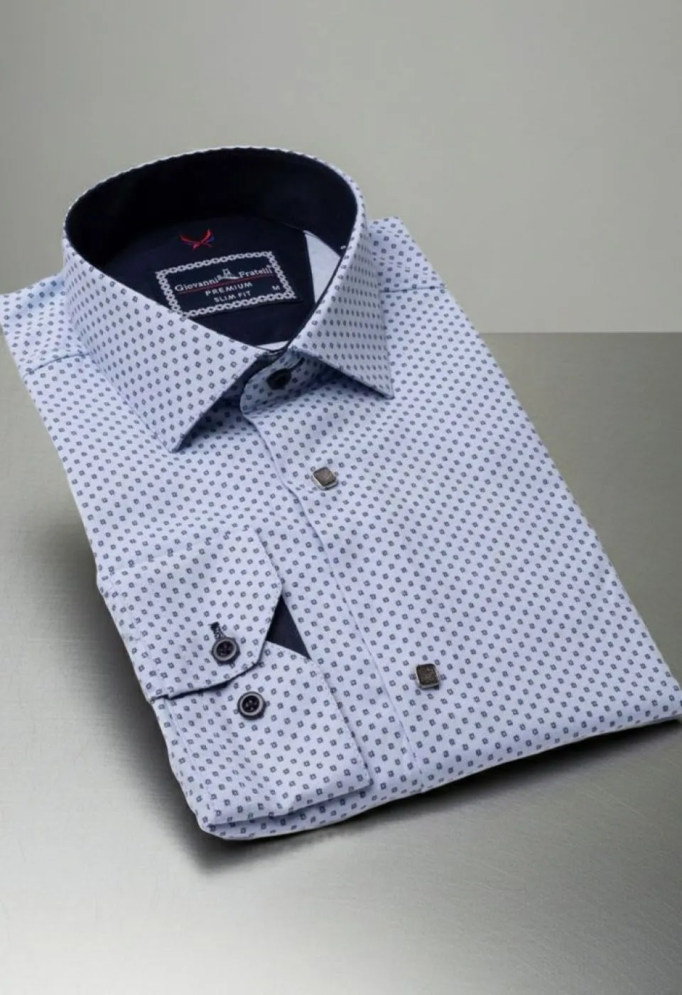 Slim Fit Uzun Kol Desenli Saten Gömlek 3GMK311524002 - Giovanni Fratelli