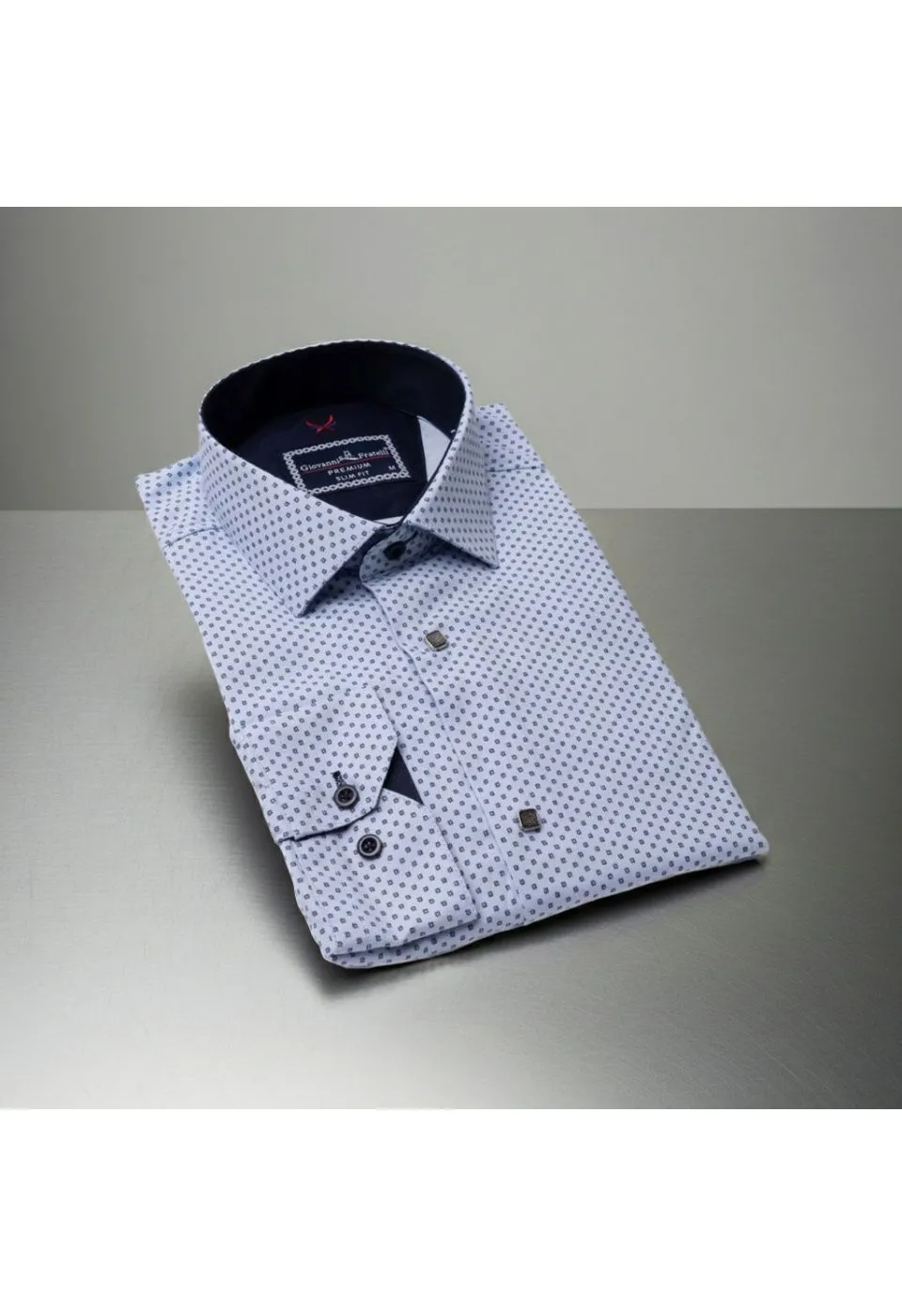 Slim Fit Uzun Kol Desenli Saten Gömlek 3GMK311524002 - Giovanni Fratelli
