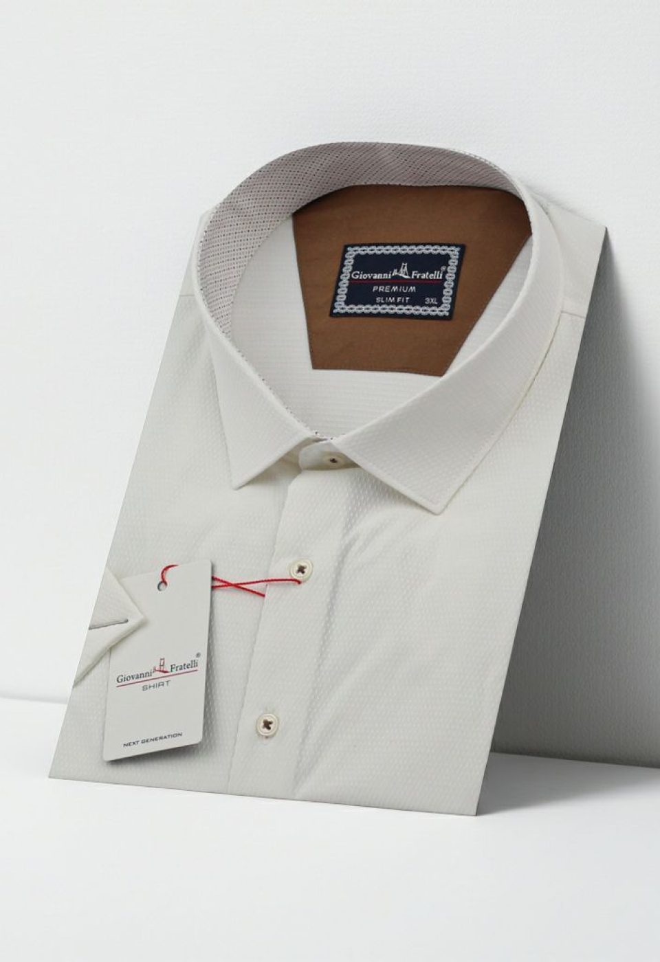 Büyük Beden Slim Fit Kısa Kol Desenli Armürlü Jakar Erkek Gömlek 4GMK311608002