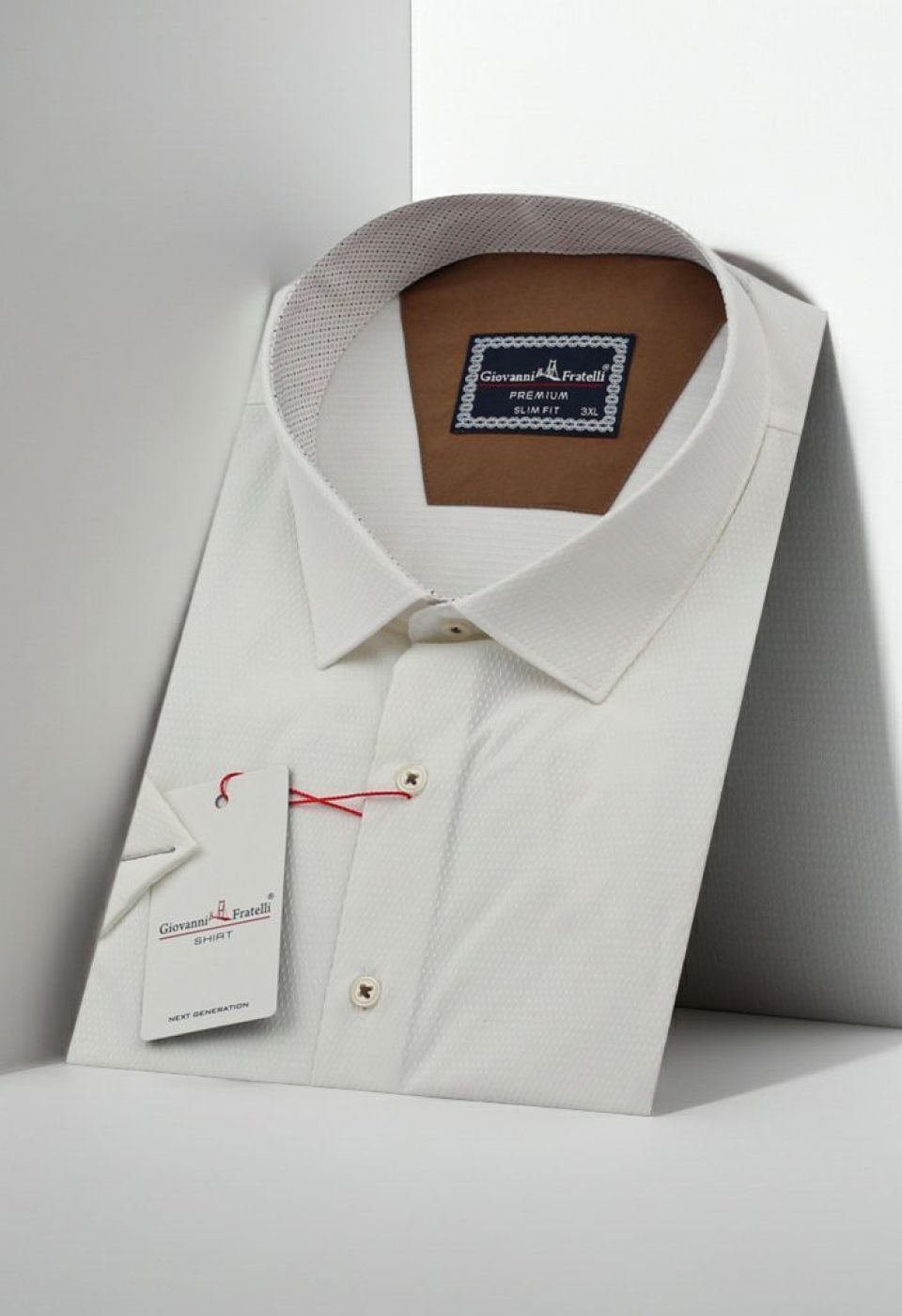 1608 BT CR K JKR 002 Büyük Beden Slim Fit Kısa Kol Desenli Armürlü Jakar Erkek Gömlek 4GMK311608002 - Giovanni Fratelli