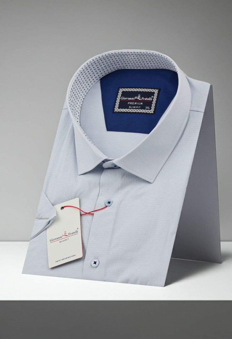 Büyük Beden Slim Fit Kısa Kol Desenli Armürlü Jakar Erkek Gömlek 4GMK311608003
