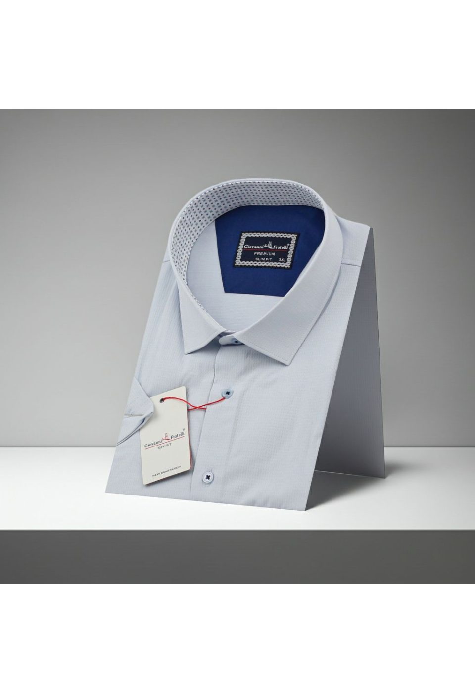 Büyük Beden Slim Fit Kısa Kol Desenli Armürlü Jakar Erkek Gömlek 4GMK311608003 - Giovanni Fratelli