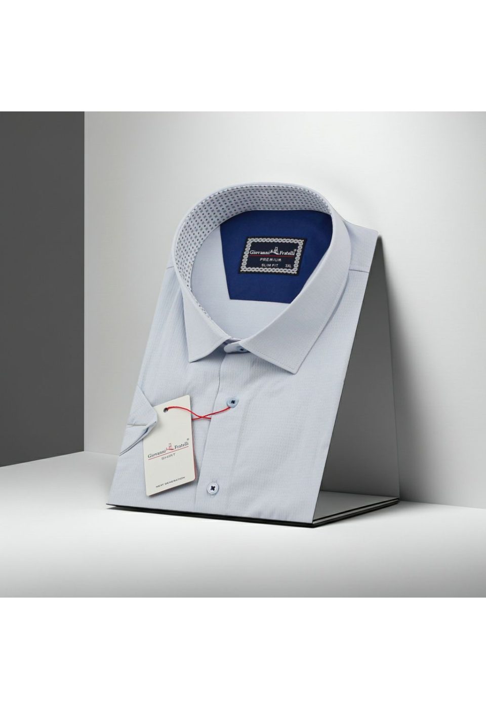 Büyük Beden Slim Fit Kısa Kol Desenli Armürlü Jakar Erkek Gömlek 4GMK311608003 - Giovanni Fratelli
