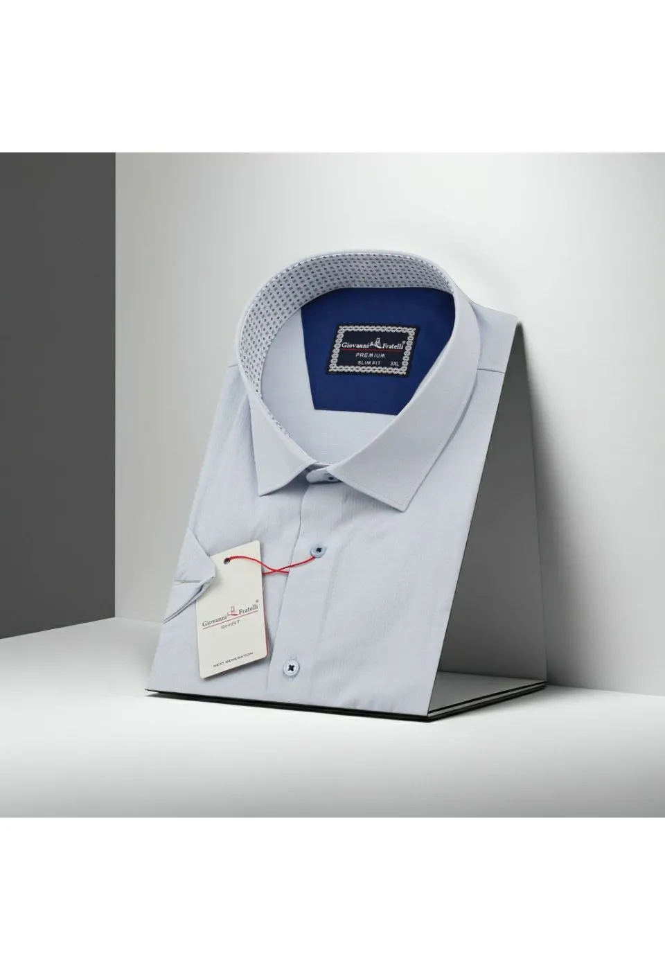 Büyük Beden Slim Fit Kısa Kol Desenli Armürlü Jakar Erkek Gömlek 4GMK311608003 - Giovanni Fratelli