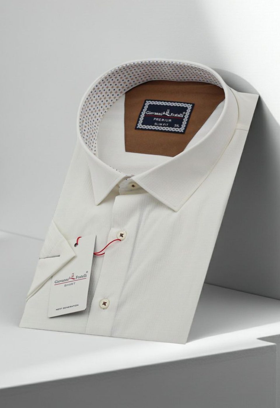 Büyük Beden Slim Fit Kısa Kol Desenli Armürlü Jakar Erkek Gömlek 4GMK311608005