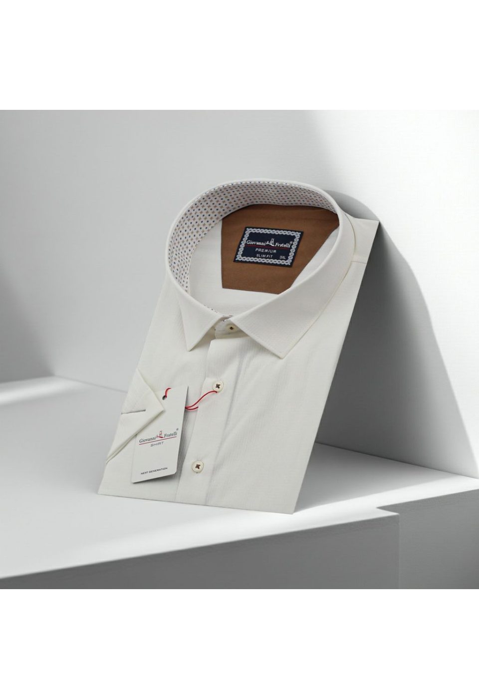Büyük Beden Slim Fit Kısa Kol Desenli Armürlü Jakar Erkek Gömlek 4GMK311608005 - Giovanni Fratelli