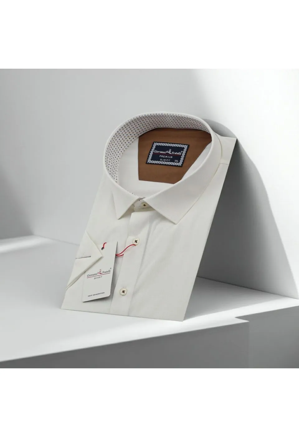 Büyük Beden Slim Fit Kısa Kol Desenli Armürlü Jakar Erkek Gömlek 4GMK311608005 - Giovanni Fratelli