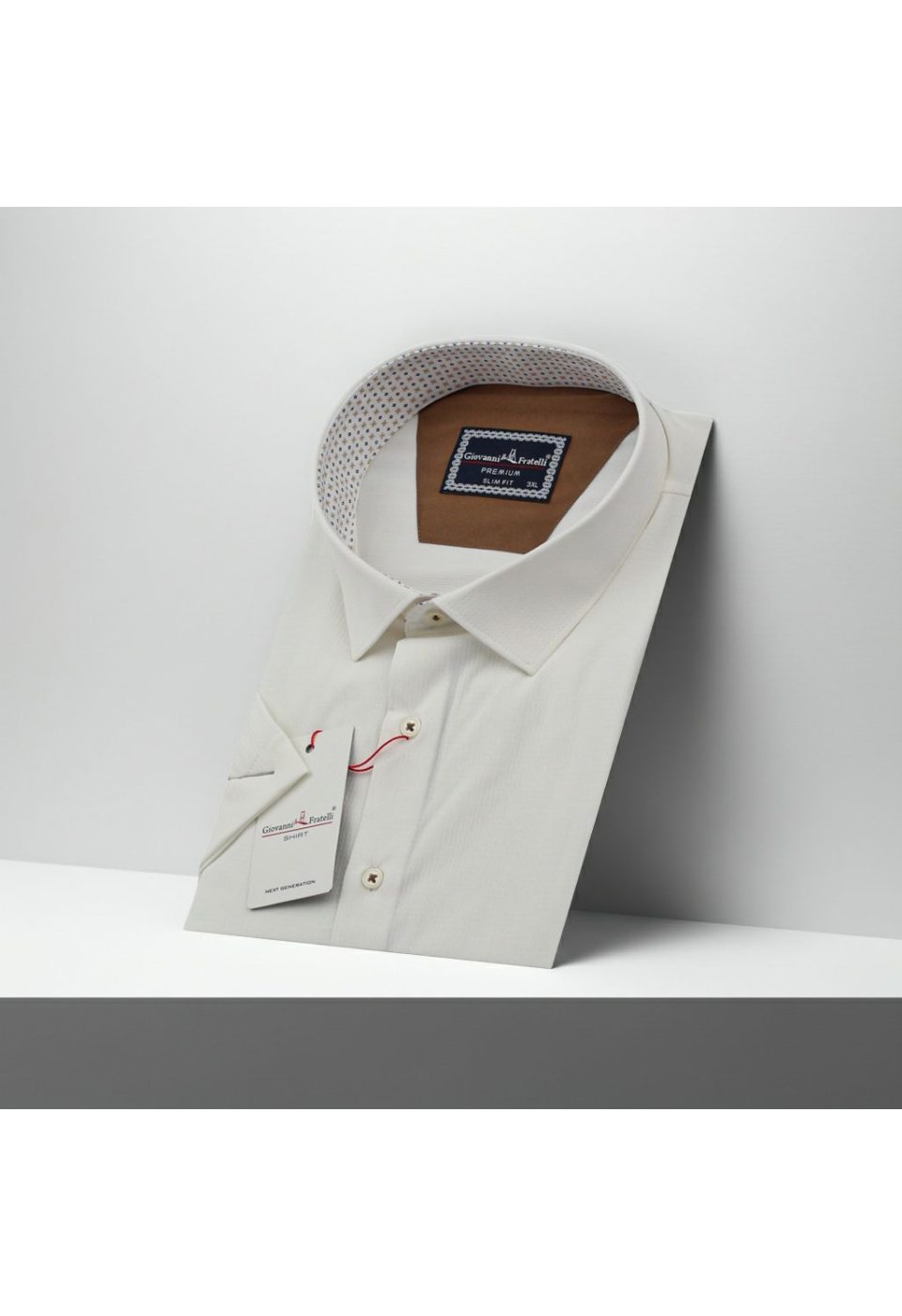 Büyük Beden Slim Fit Kısa Kol Desenli Armürlü Jakar Erkek Gömlek 4GMK311608005 - Giovanni Fratelli