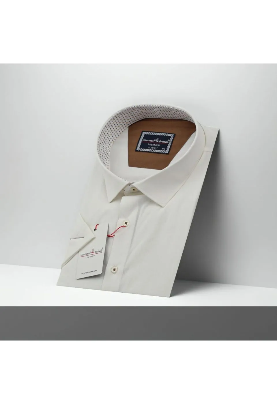 Büyük Beden Slim Fit Kısa Kol Desenli Armürlü Jakar Erkek Gömlek 4GMK311608005 - Giovanni Fratelli