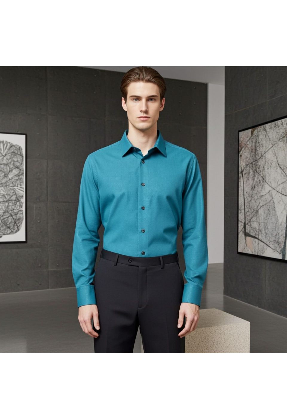 Slim Fit Uzun Kol Desenli Jakar Armürlü Gömlek 2127 CR 009 - Giovanni Fratelli