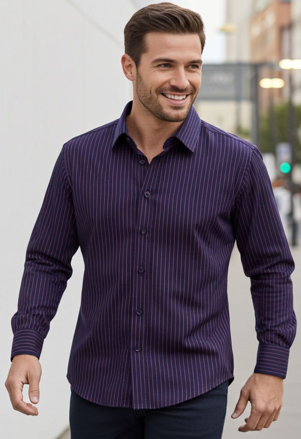 Slim Fit Uzun Kol Desenli Erkek Gömlek 3GMK322129003