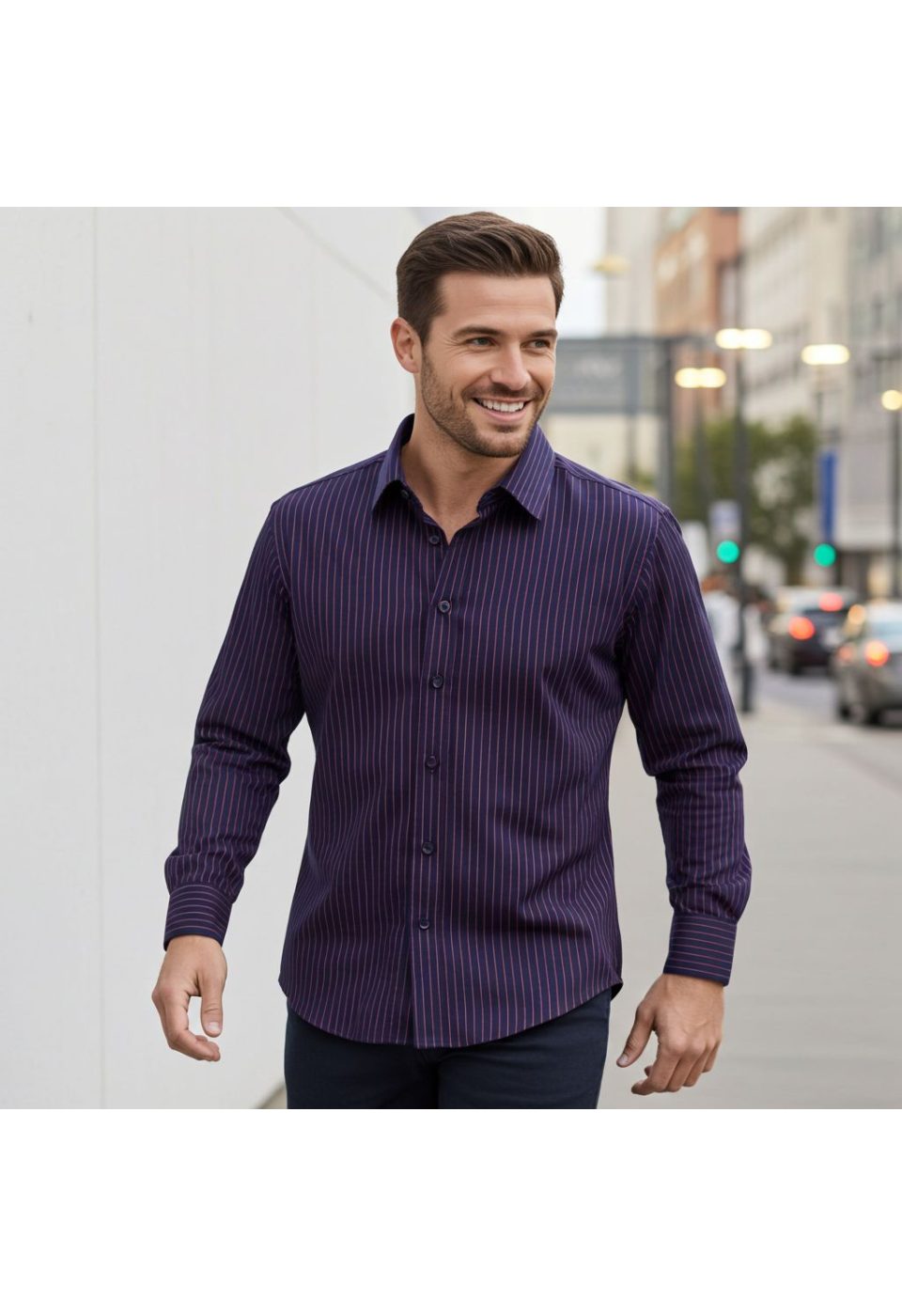 Slim Fit Uzun Kol Desenli Erkek Gömlek 3GMK322129003 - Giovanni Fratelli