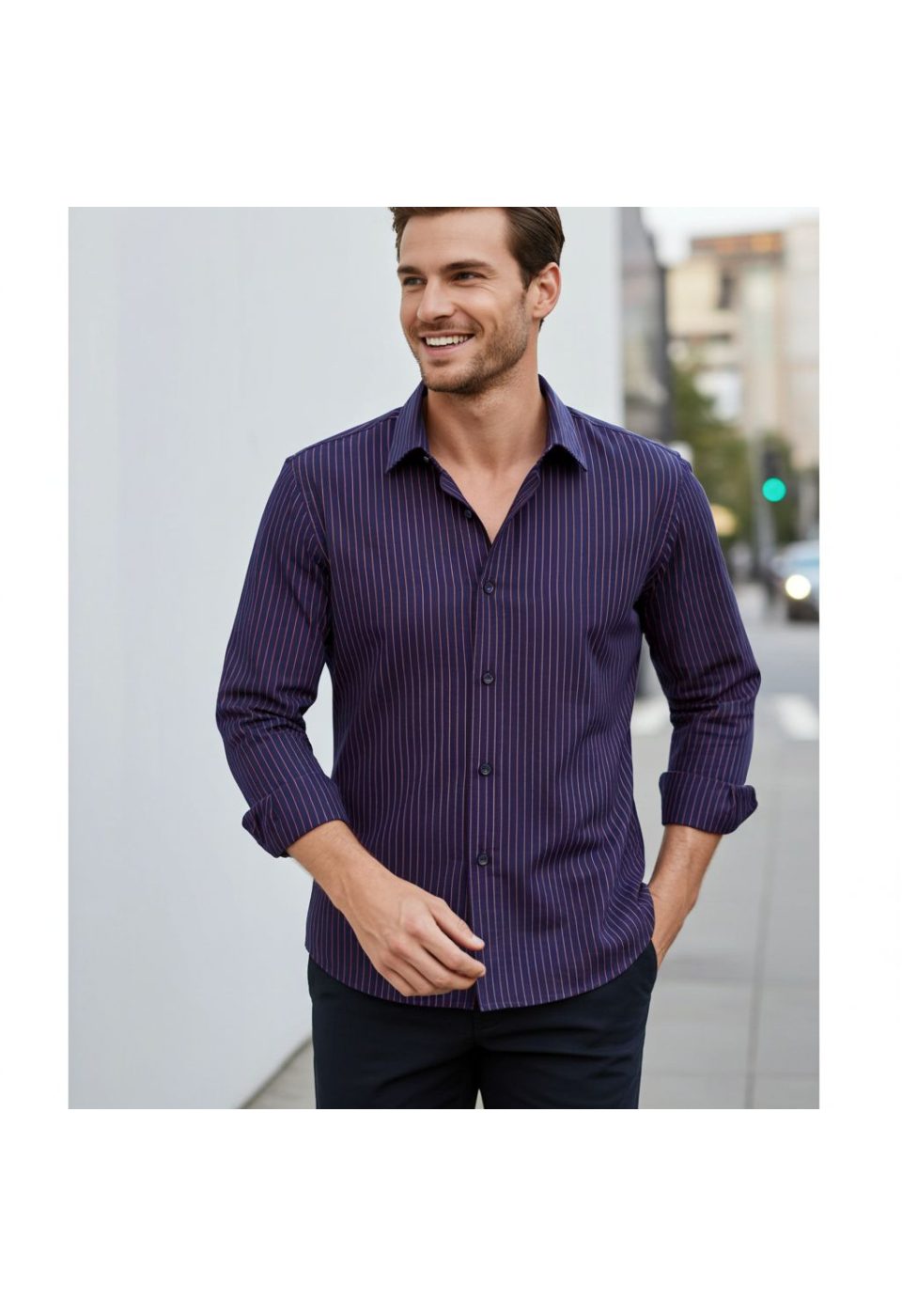 Slim Fit Uzun Kol Desenli Erkek Gömlek 3GMK322129003 - Giovanni Fratelli