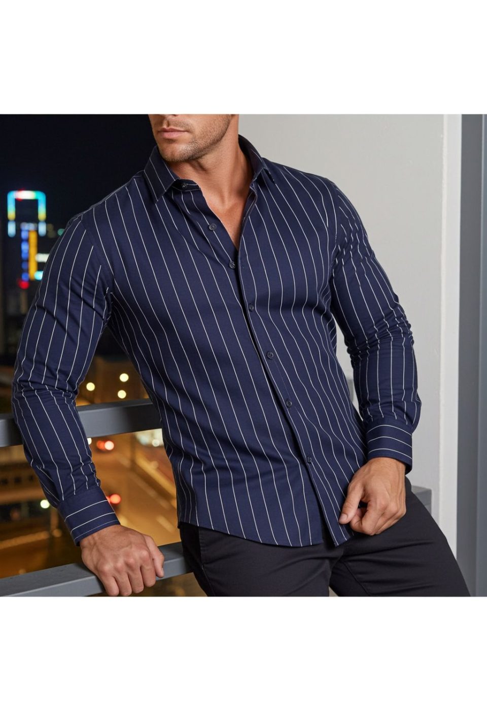 Slim Fit Uzun Kol Desenli Erkek Gömlek 3GMK322129006 - Giovanni Fratelli