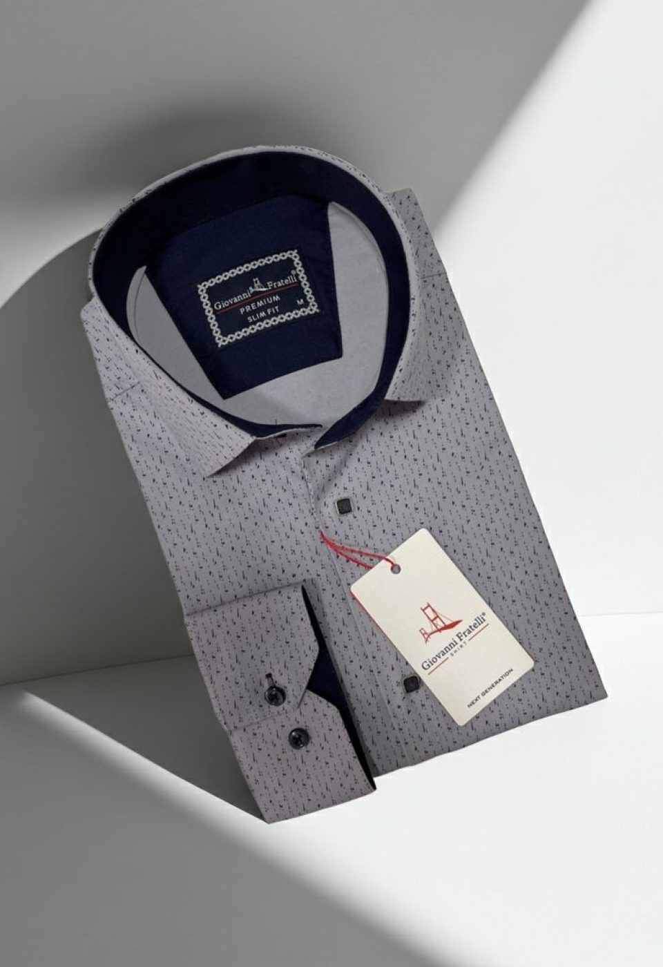 Slim Fit Uzun Kol Desenli Erkek Gömlek 3GMK312437002