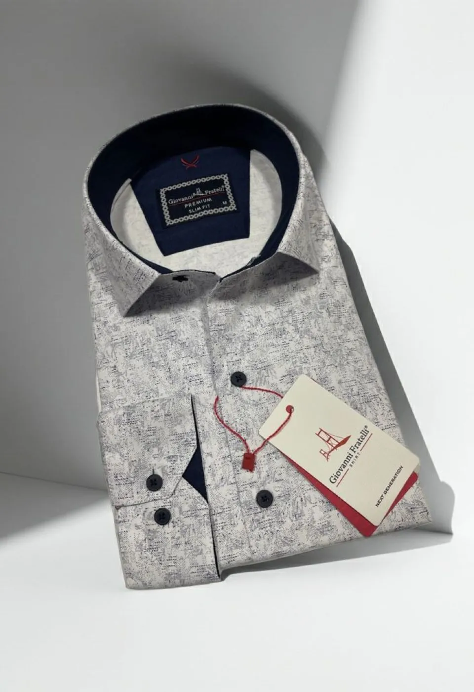 Slim Fit Uzun Kol Desenli Erkek Gömlek 3GMK312440001