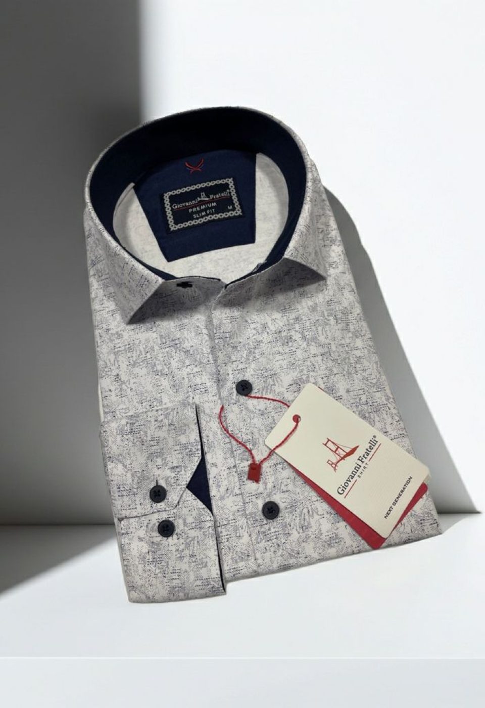 Slim Fit Uzun Kol Desenli Erkek Gömlek 3GMK312440001
