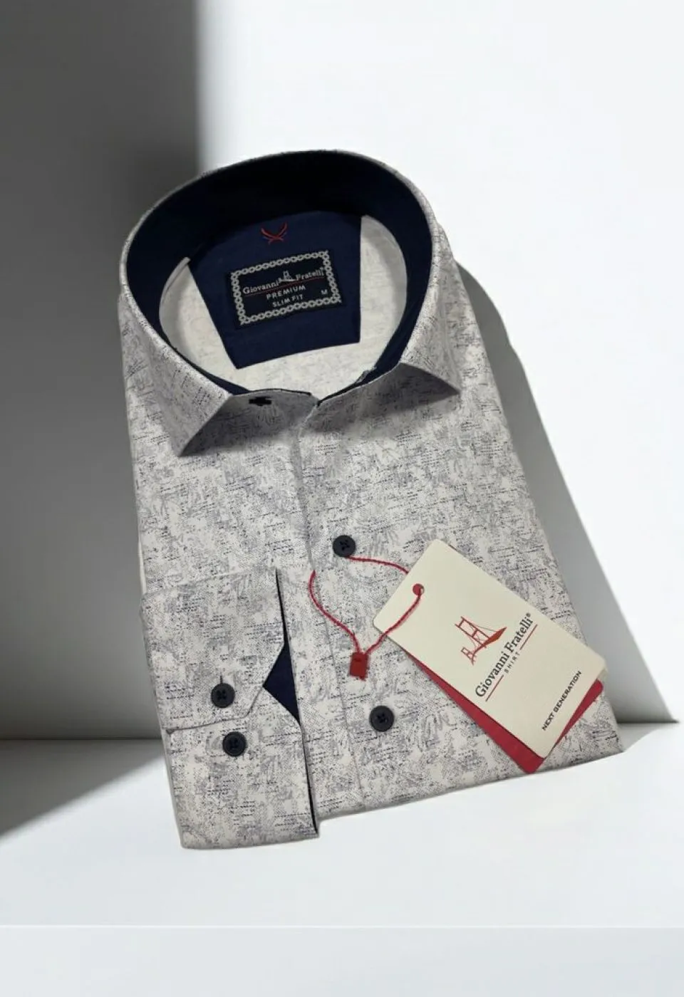 Slim Fit Uzun Kol Desenli Erkek Gömlek 3GMK312440001
