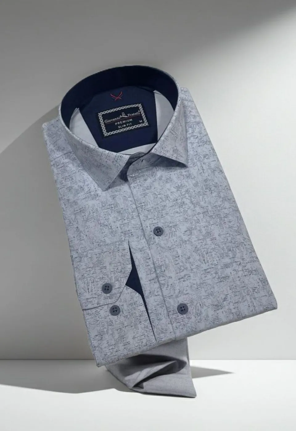 Slim Fit Uzun Kol Desenli Erkek Gömlek 3GMK312440003 - Giovanni Fratelli