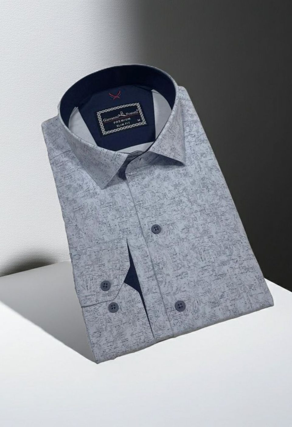 Slim Fit Uzun Kol Desenli Erkek Gömlek 3GMK312440003