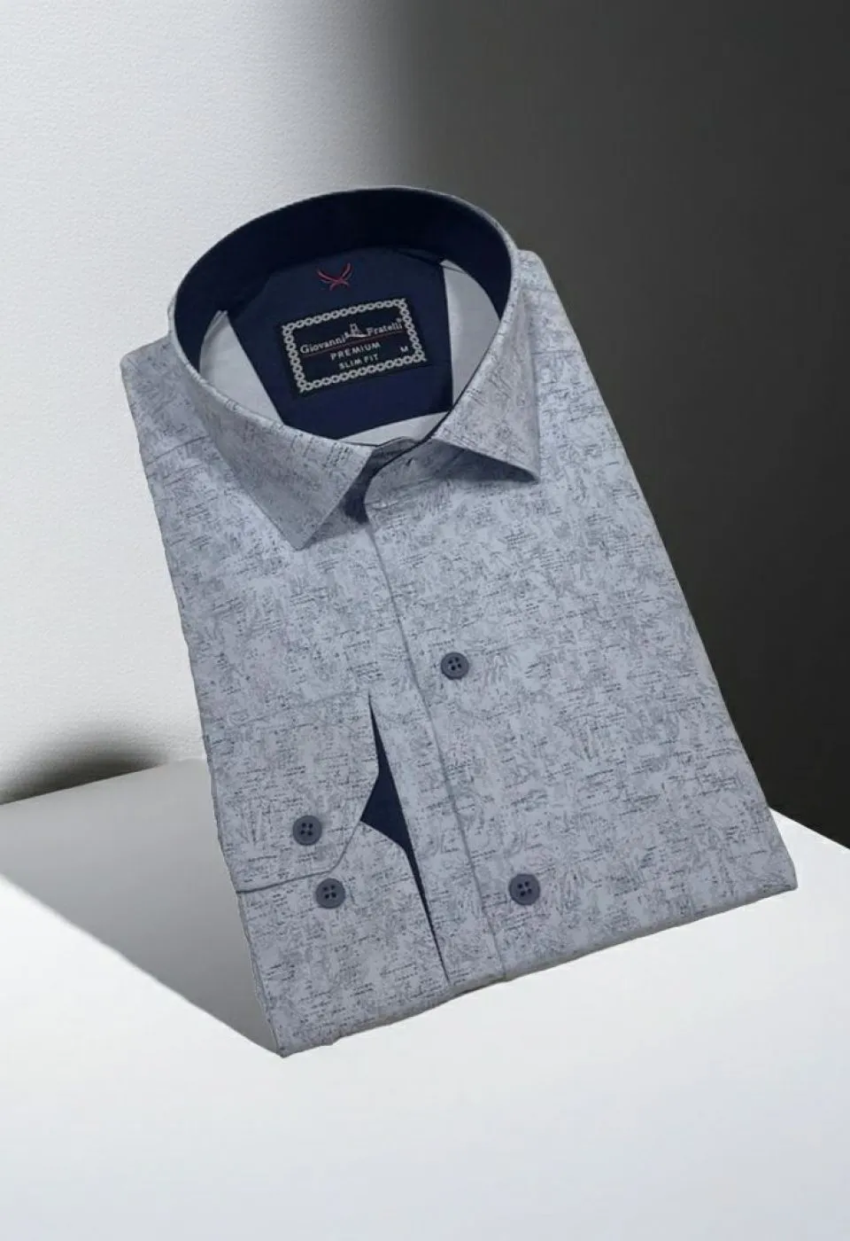 Slim Fit Uzun Kol Desenli Erkek Gömlek 3GMK312440003