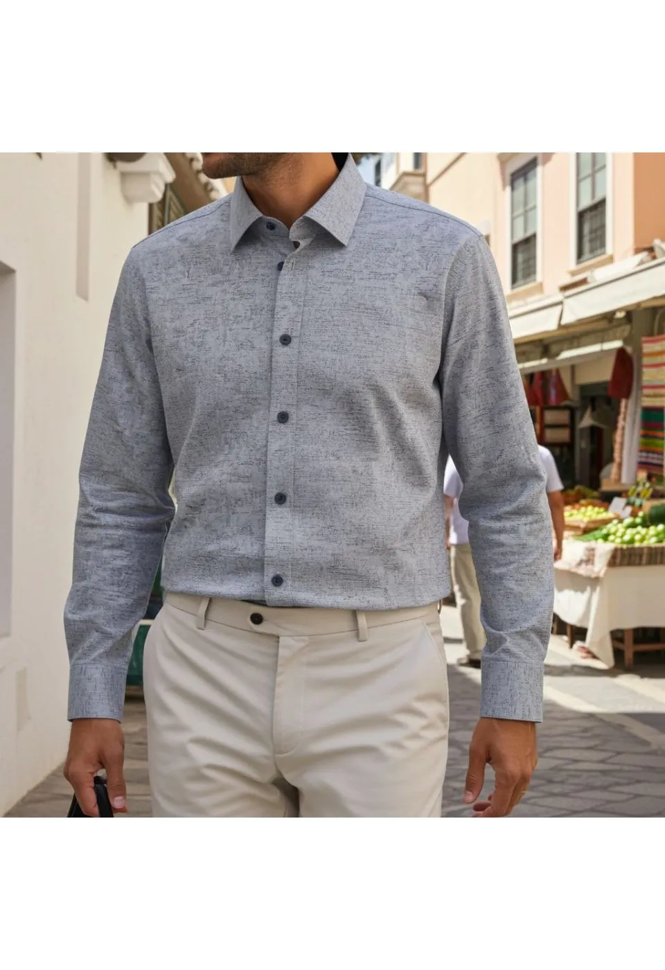 Slim Fit Uzun Kol Desenli Erkek Gömlek 3GMK312440003 - Giovanni Fratelli