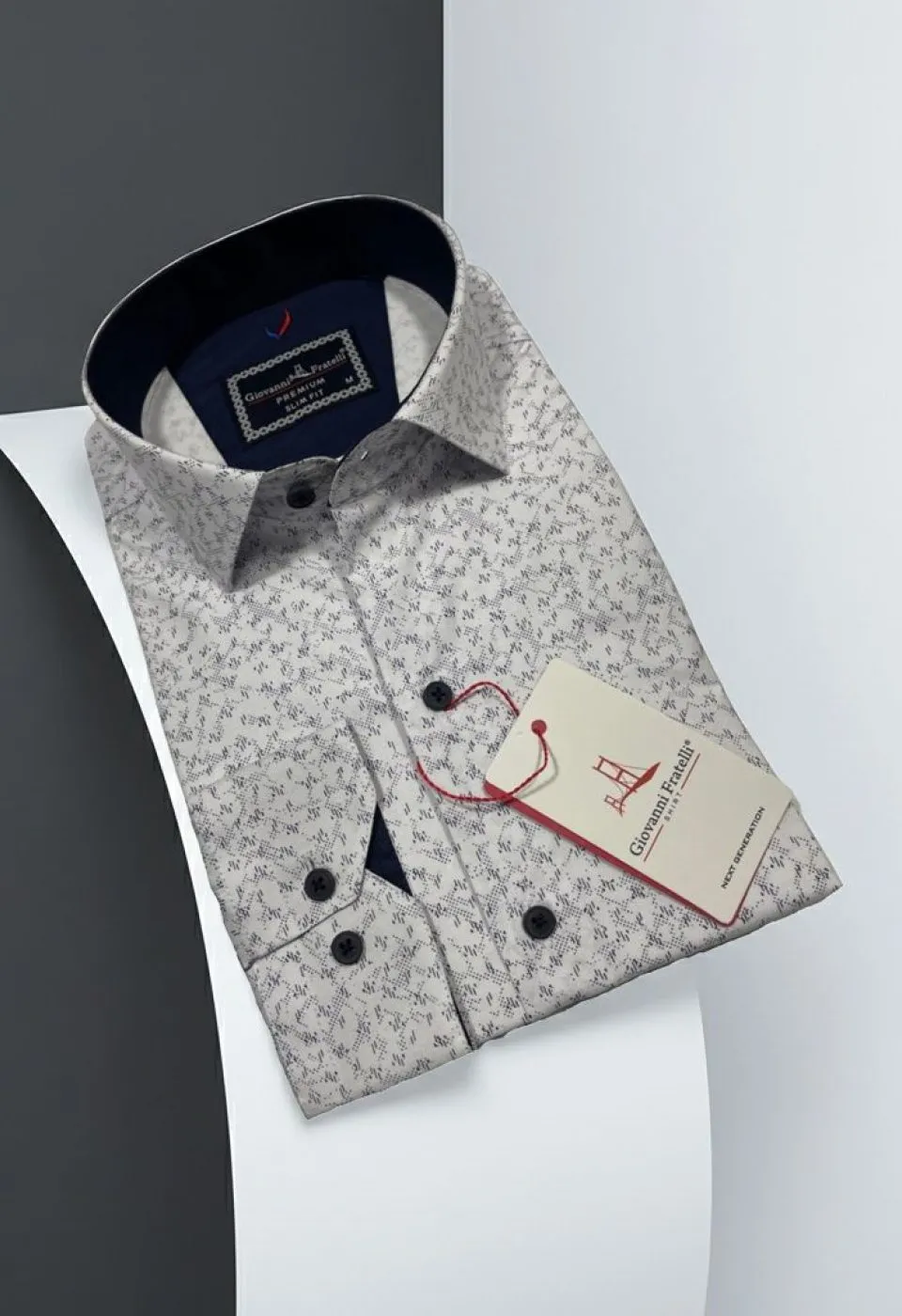 Slim Fit Uzun Kol Desenli Erkek Gömlek 3GMK312441001