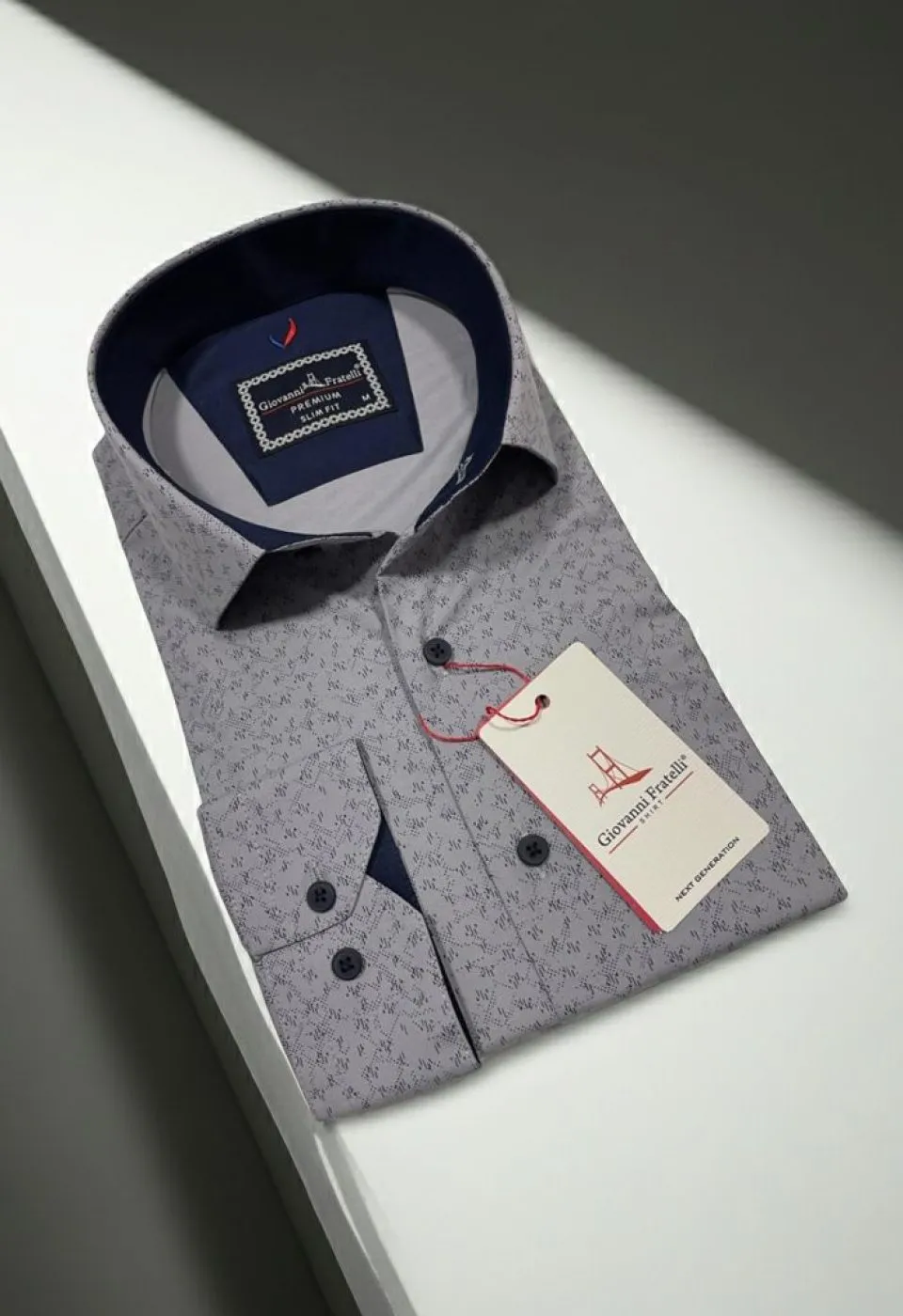 Slim Fit Uzun Kol Desenli Erkek Gömlek 3GMK312441002
