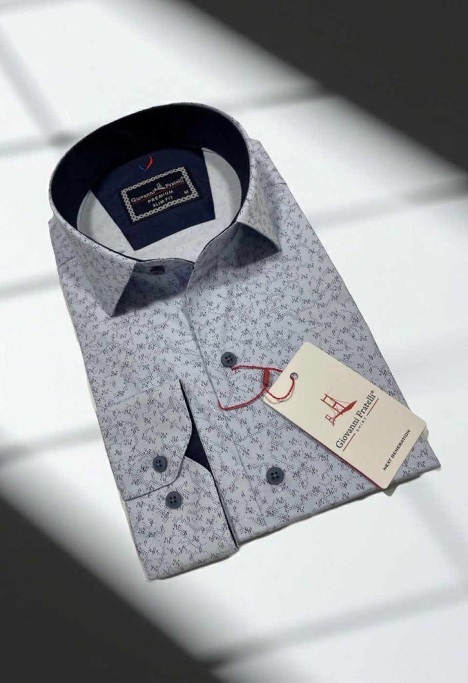 Slim Fit Uzun Kol Desenli Erkek Gömlek 3GMK312441003