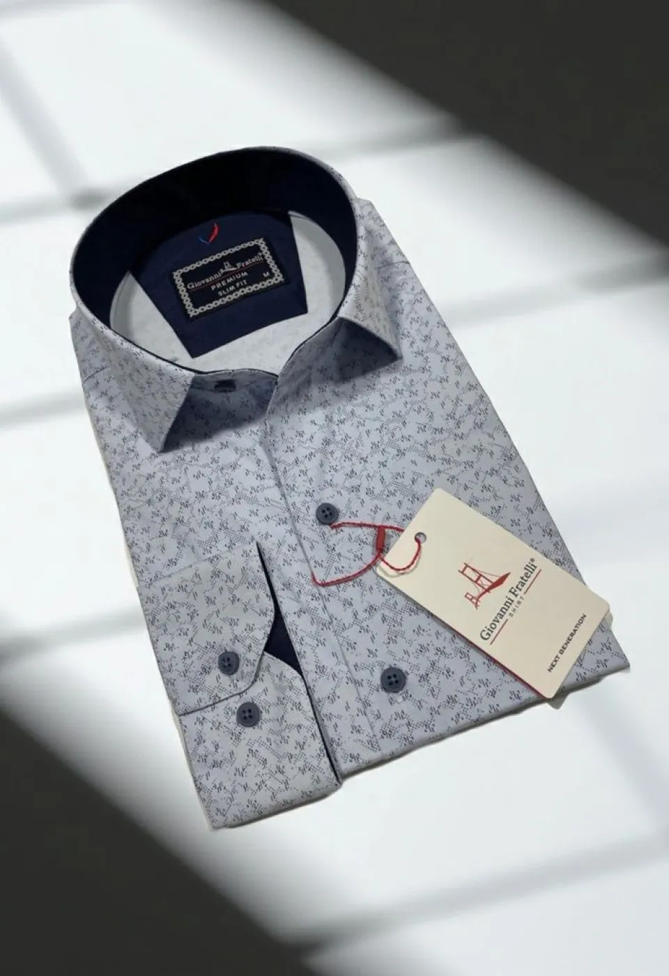 Slim Fit Uzun Kol Desenli Erkek Gömlek 3GMK312441003