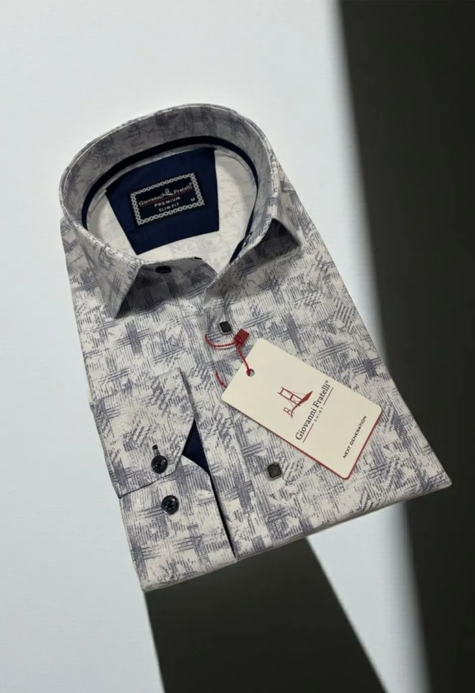 Slim Fit Uzun Kol Desenli Erkek Gömlek 3GMK312443001