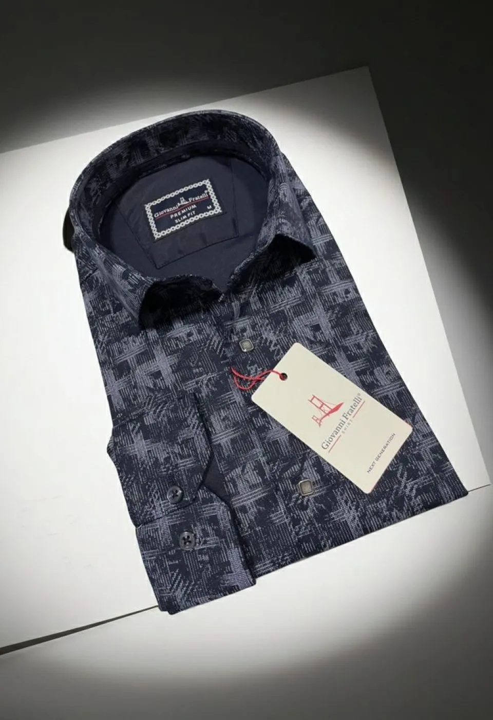 Slim Fit Uzun Kol Desenli Erkek Gömlek 3GMK312443002