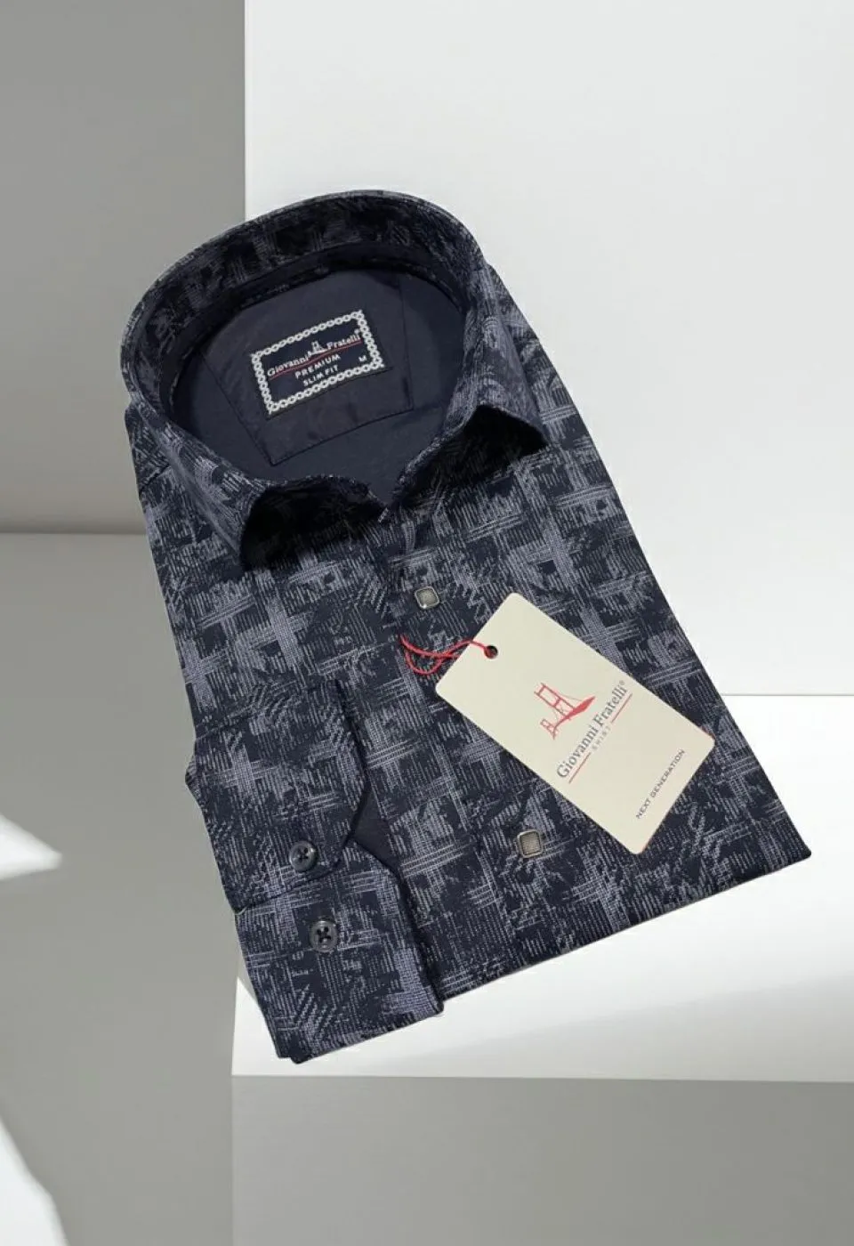 Slim Fit Uzun Kol Desenli Erkek Gömlek 3GMK312443002