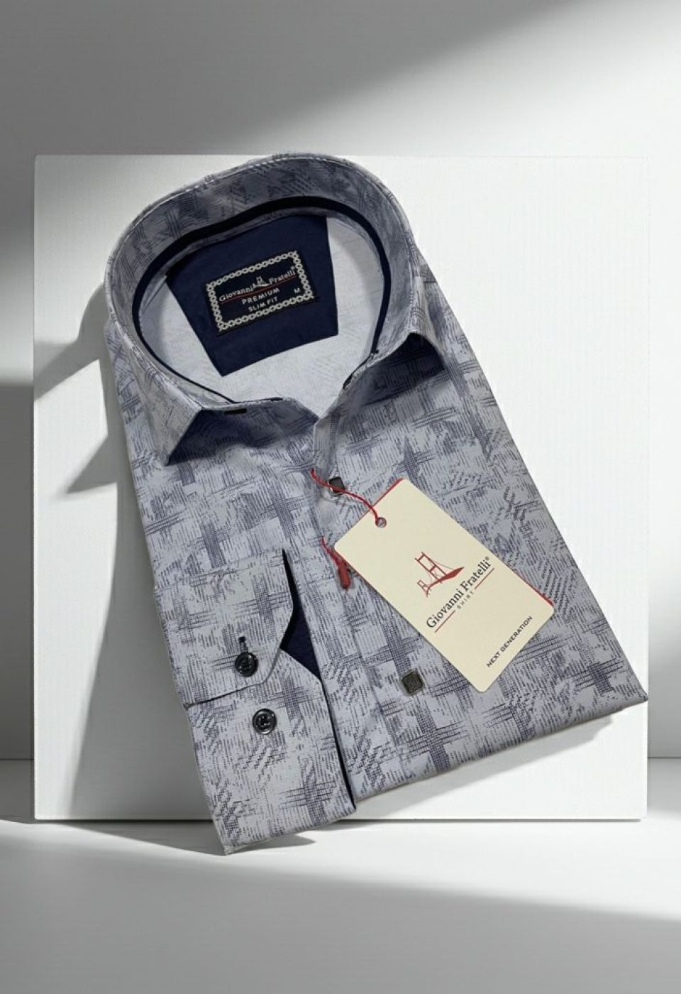 Slim Fit Uzun Kol Desenli Erkek Gömlek 3GMK312443003