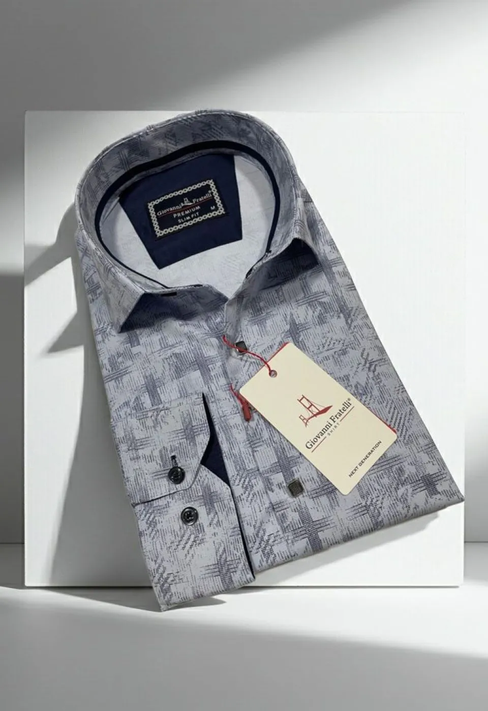 Slim Fit Uzun Kol Desenli Erkek Gömlek 3GMK312443003 - Giovanni Fratelli
