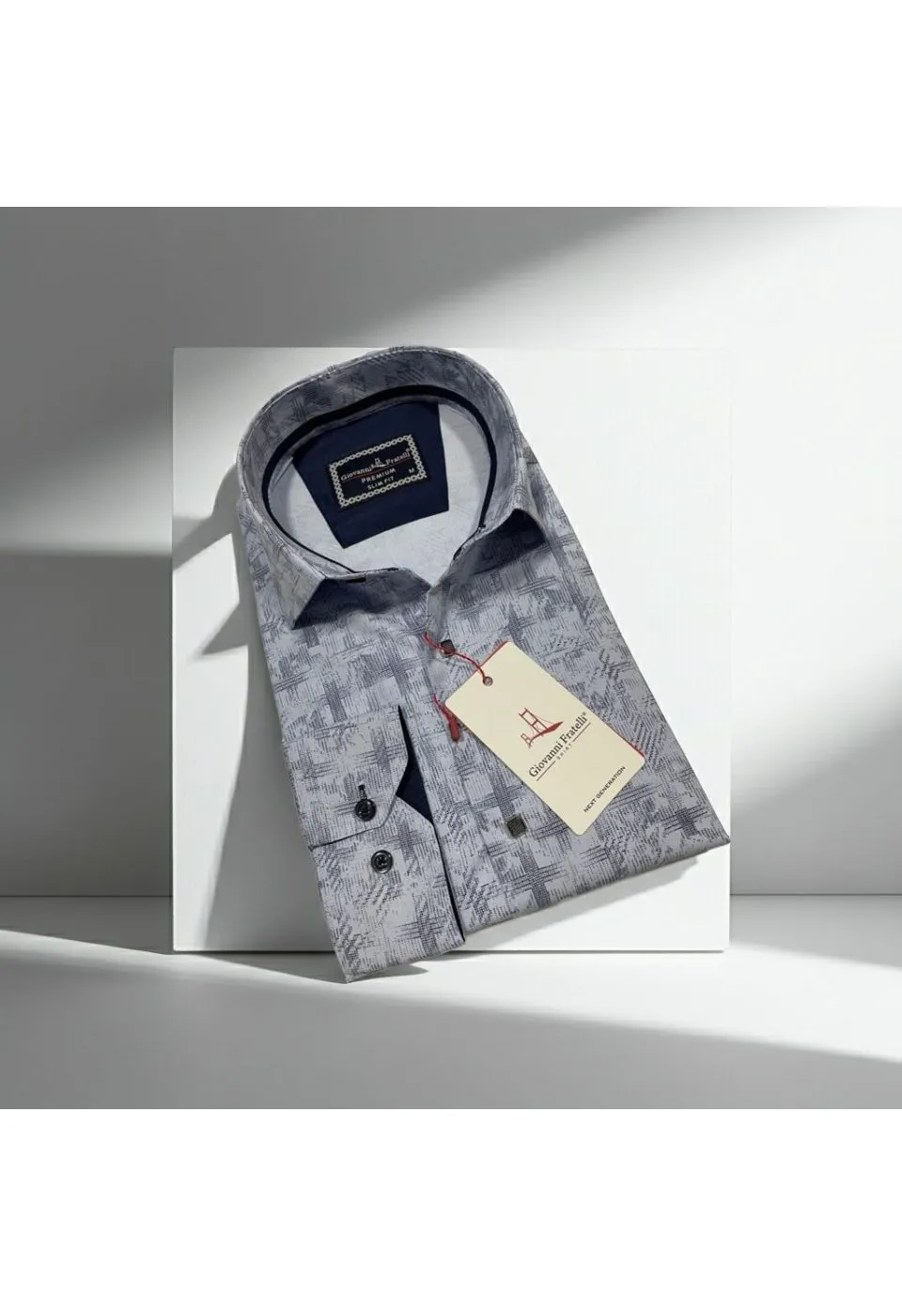 Slim Fit Uzun Kol Desenli Erkek Gömlek 3GMK312443003 - Giovanni Fratelli
