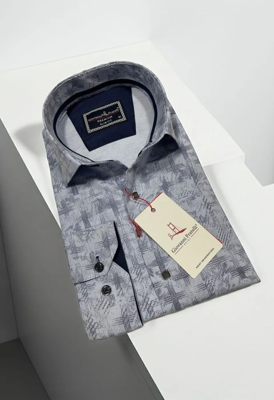 Slim Fit Uzun Kol Desenli Erkek Gömlek 3GMK312443003 - Giovanni Fratelli