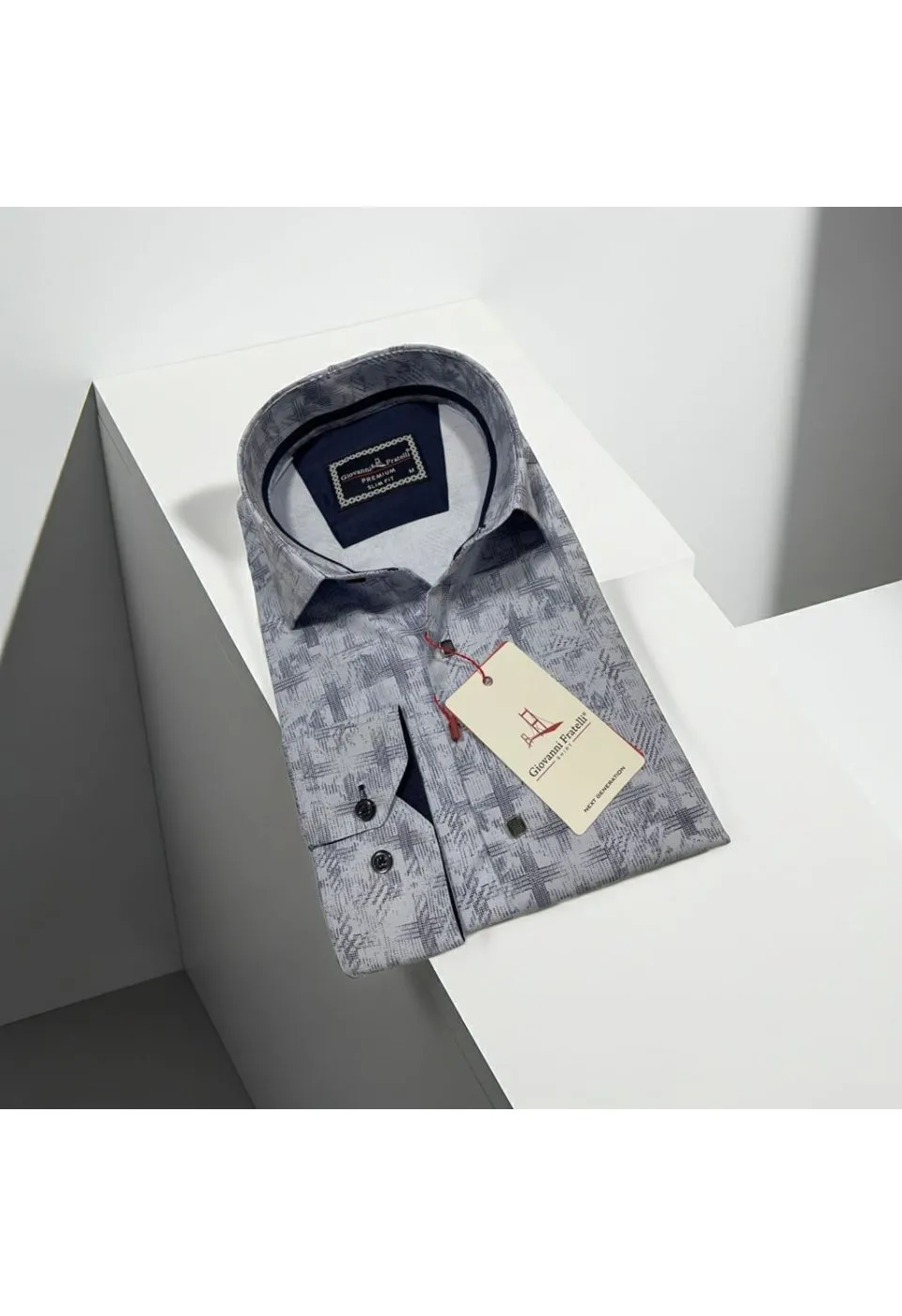 Slim Fit Uzun Kol Desenli Erkek Gömlek 3GMK312443003 - Giovanni Fratelli