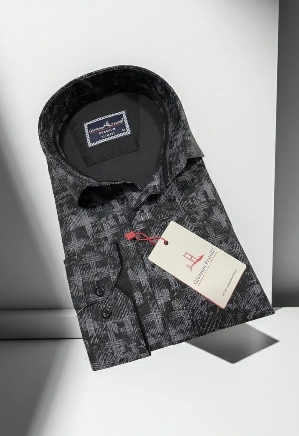 Slim Fit Uzun Kol Desenli Erkek Gömlek 3GMK312443006