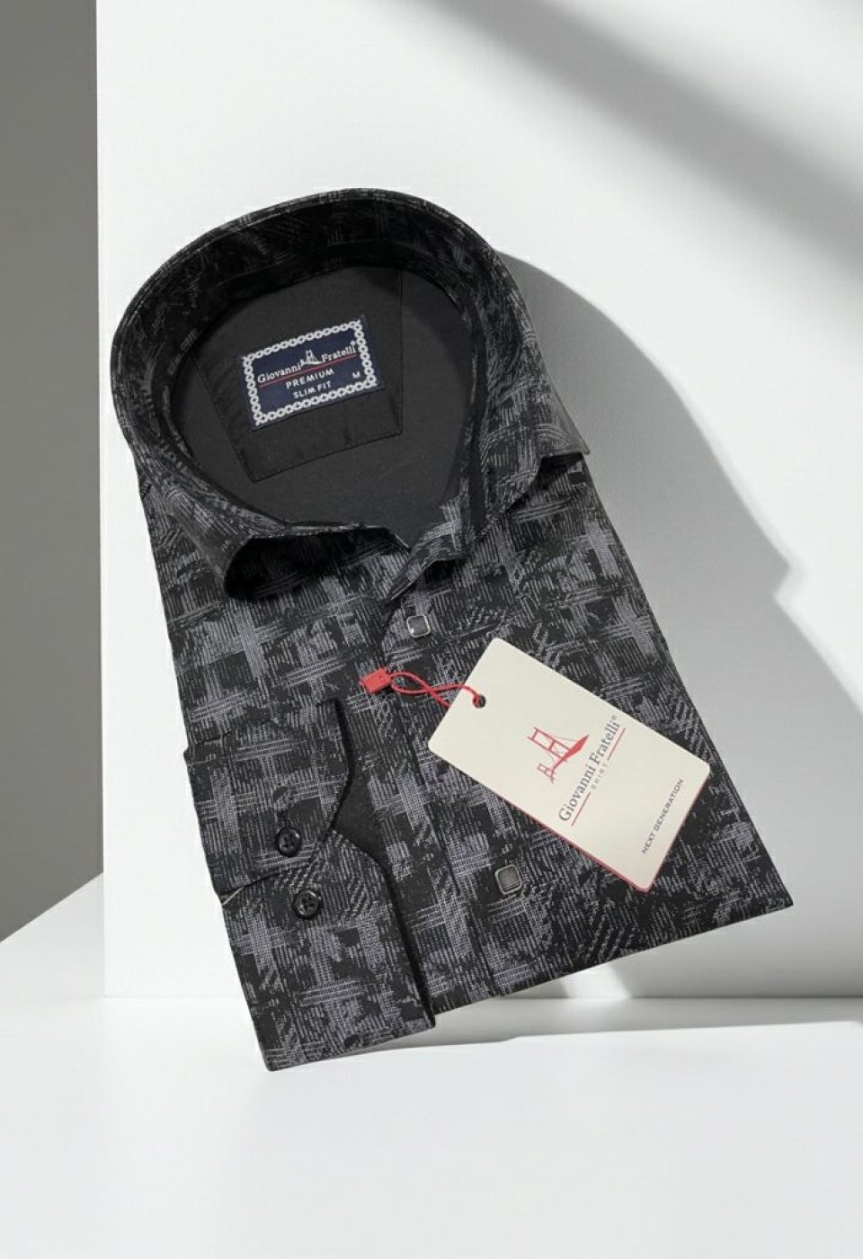 Slim Fit Uzun Kol Desenli Erkek Gömlek 3GMK312443006