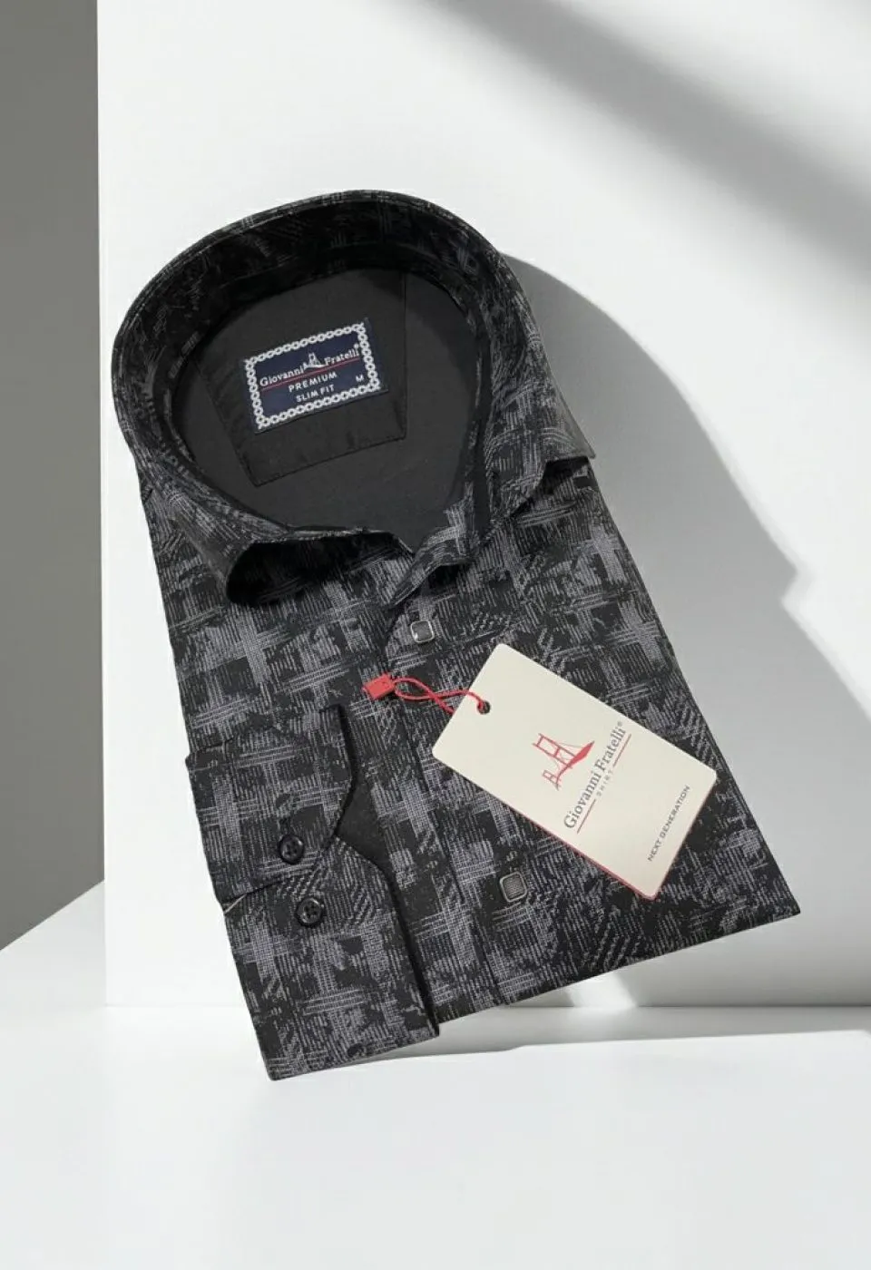Slim Fit Uzun Kol Desenli Erkek Gömlek 3GMK312443006