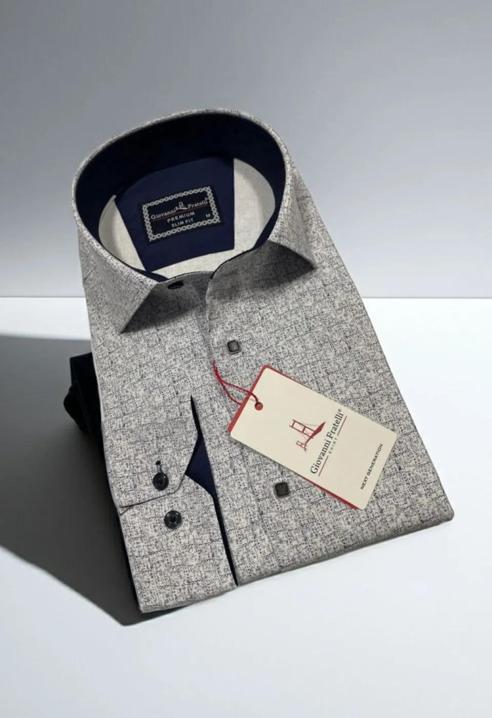 Slim Fit Uzun Kol Desenli Erkek Gömlek 3GMK312444001