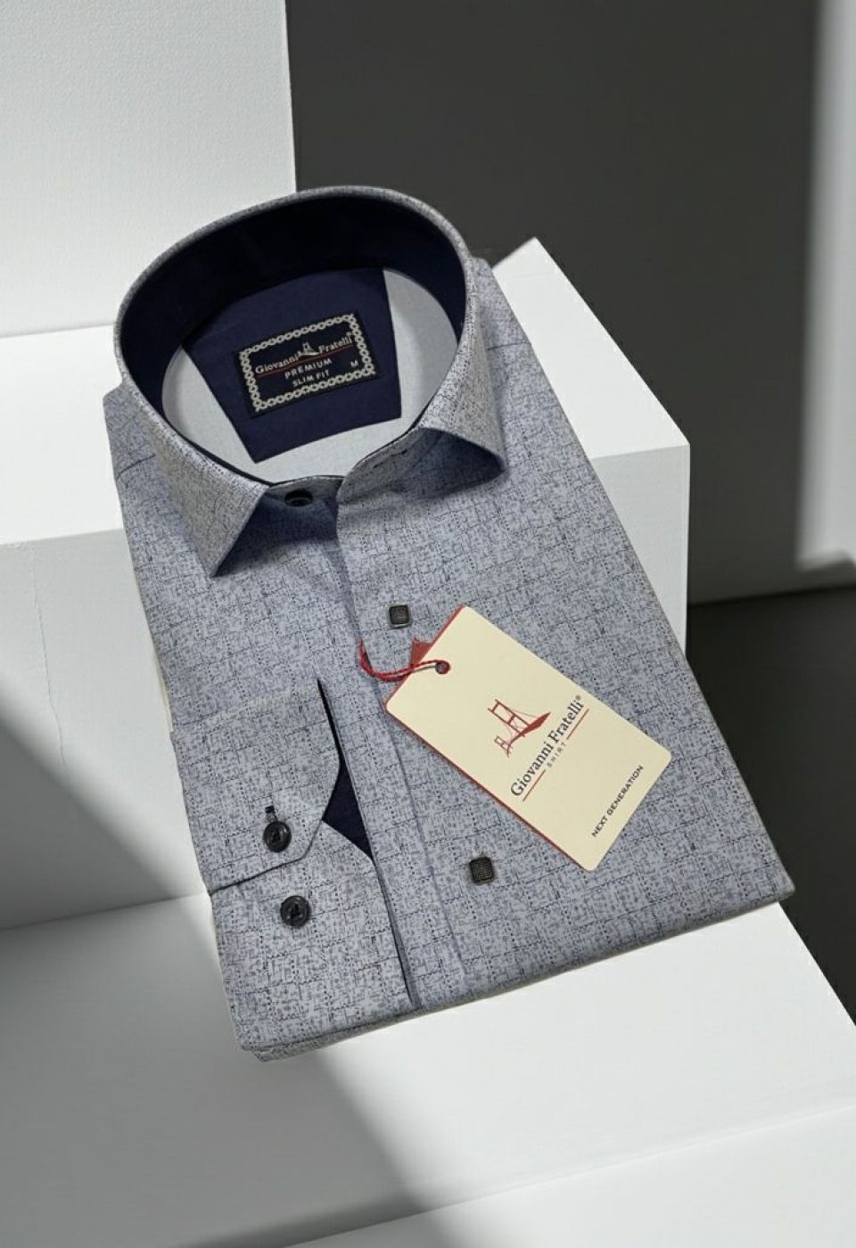 Slim Fit Uzun Kol Desenli Erkek Gömlek 3GMK312444003
