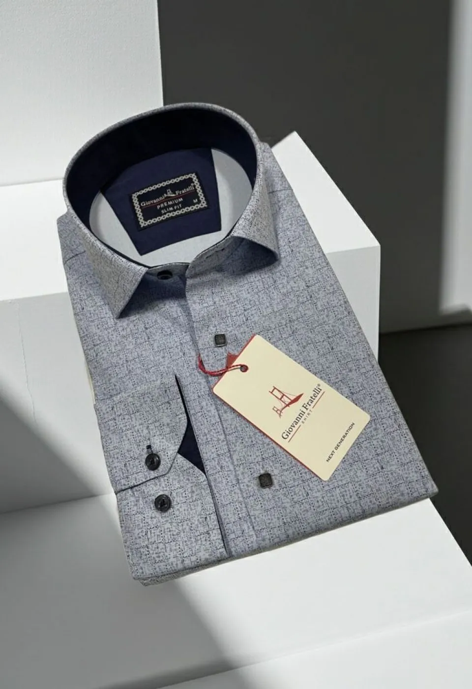 Slim Fit Uzun Kol Desenli Erkek Gömlek 3GMK312444003