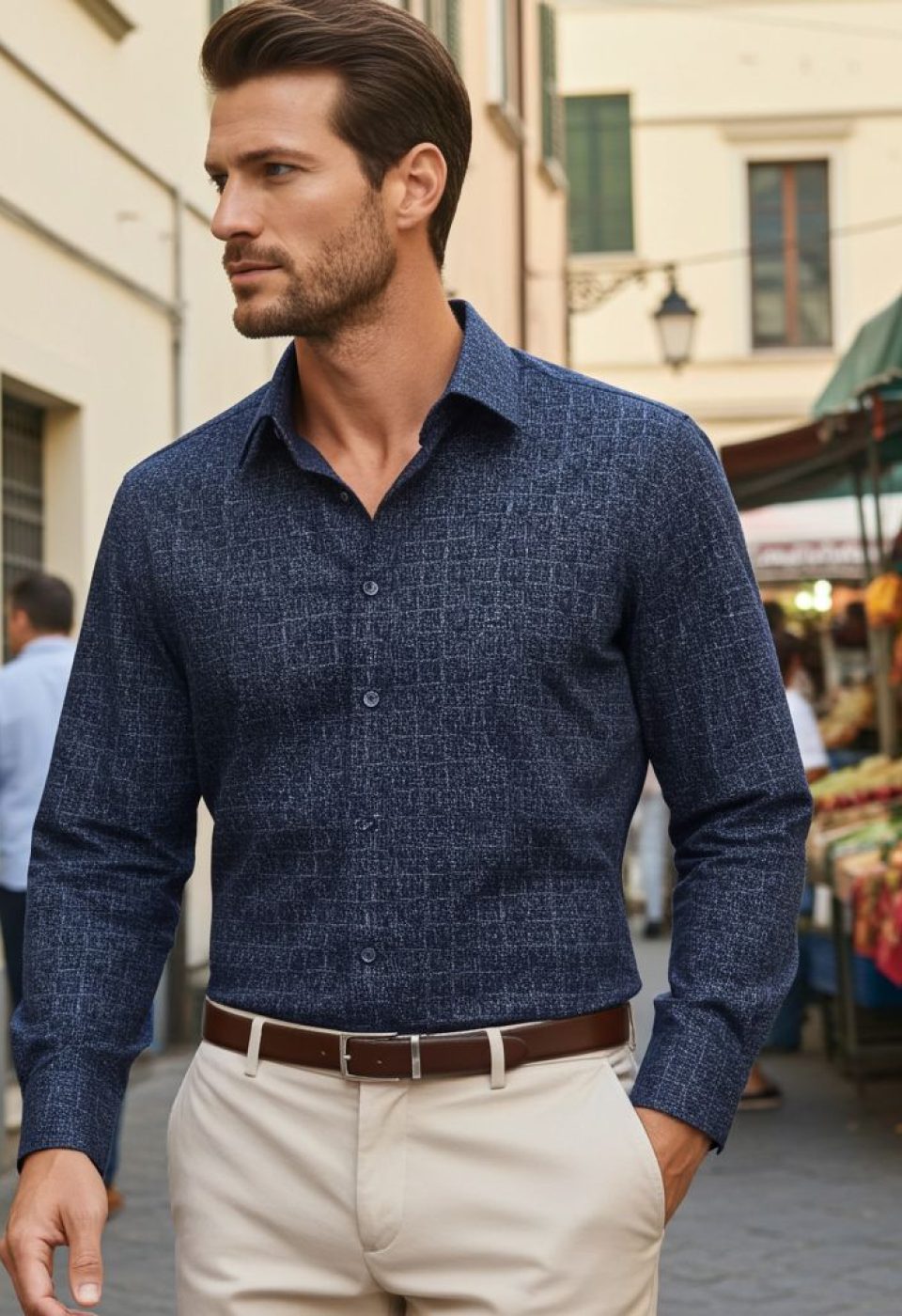 Slim Fit Uzun Kol Desenli Erkek Gömlek 3GMK312444004 Slim Fit Uzun Kol Desenli Erkek Gömlek 3GMK312444004