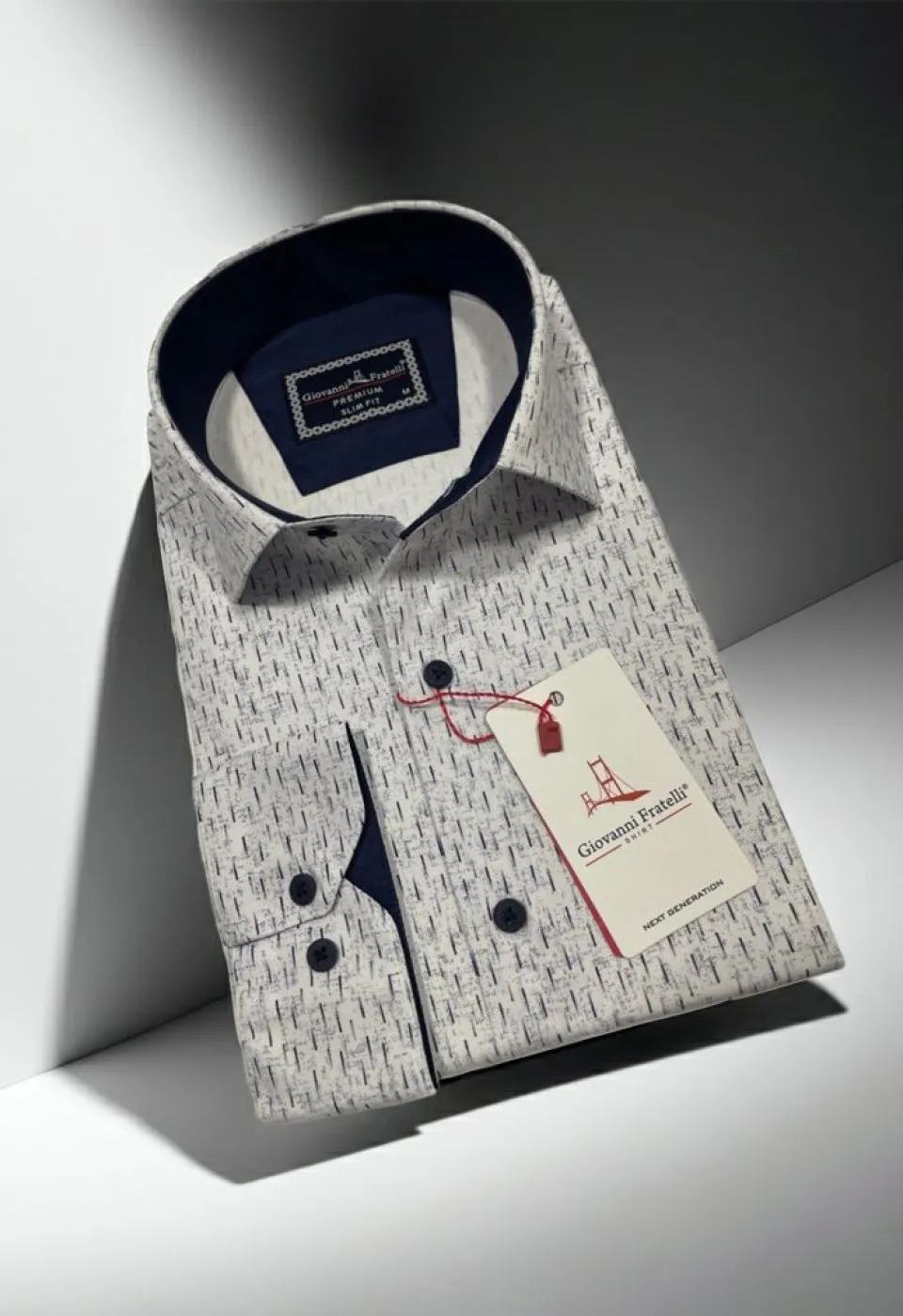 Slim Fit Uzun Kol Desenli Erkek Gömlek 3GMK312446001
