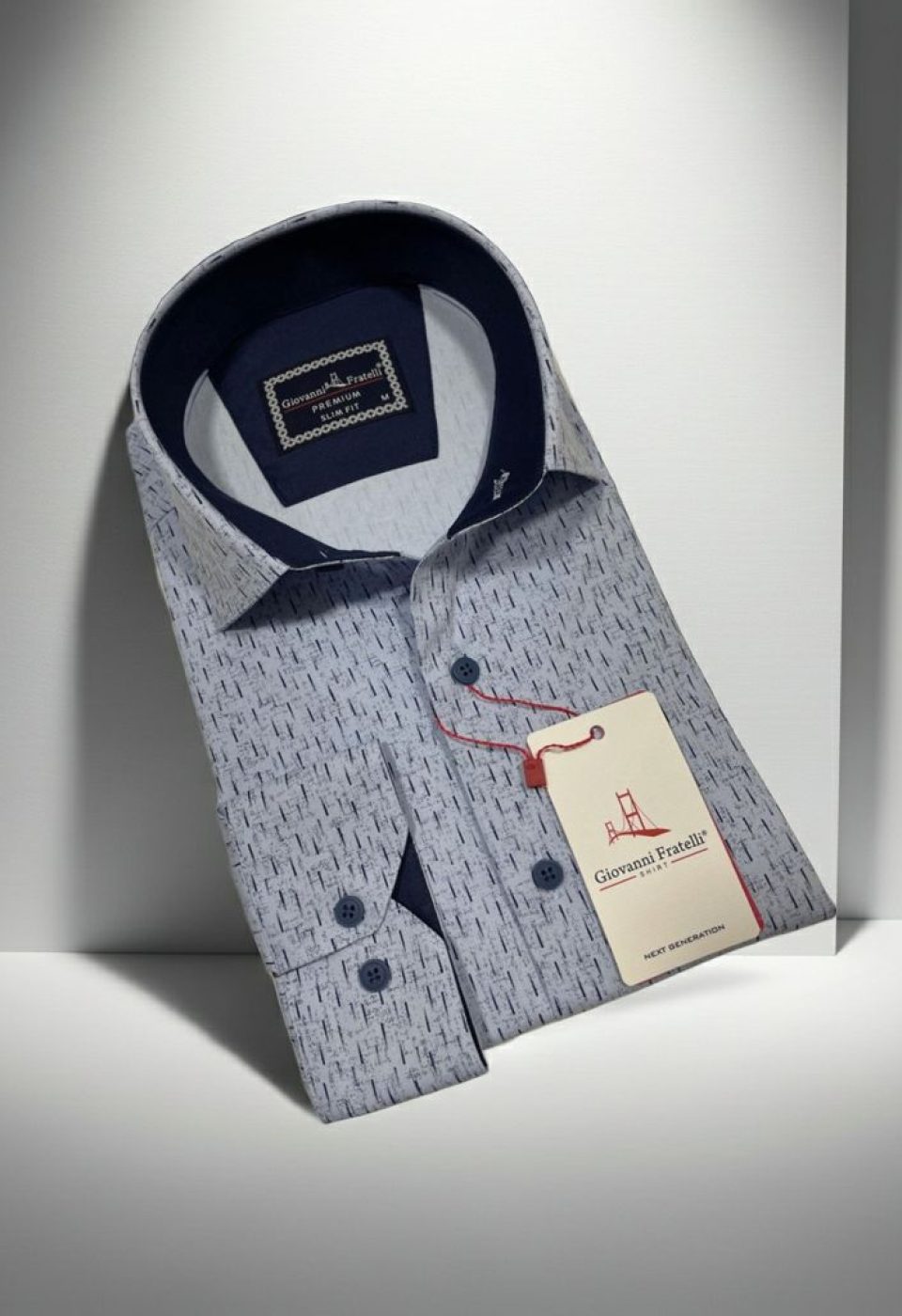 Slim Fit Uzun Kol Desenli Erkek Gömlek 3GMK312446003